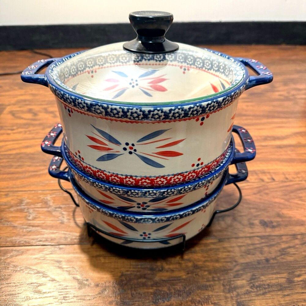 Temp-tations 5 pc Hand Painted Ovenware Old World 1/2/3 Qt by Tara U3